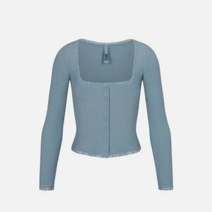 SKIMS SOFT LOUNGE LACE CARDIGAN ARCTIC XS